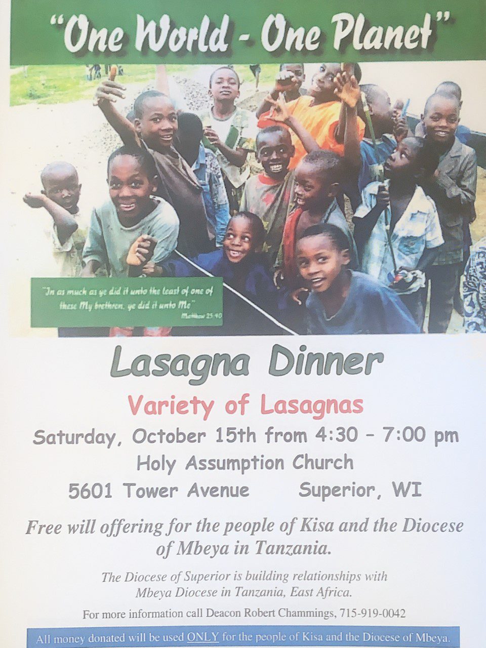 Holy Assumption Kisa Lasagna Dinner