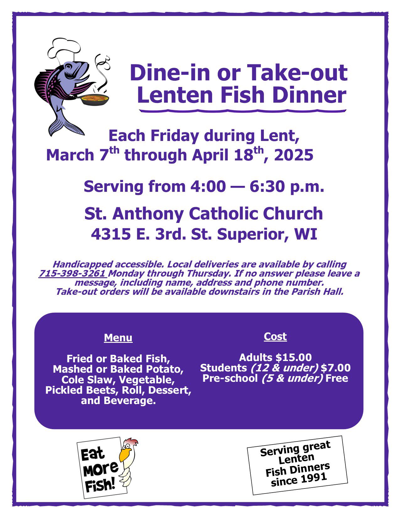 St. Anthony Fish Dinner