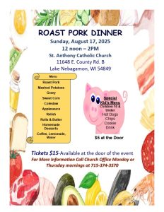 Roast Pork Dinner St. Anthony, Lake Nebagamon