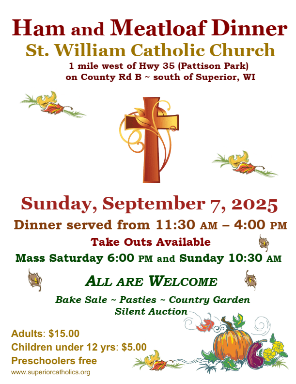 flier describing the Ham & Meatloaf Dinner on Sunday, September 7